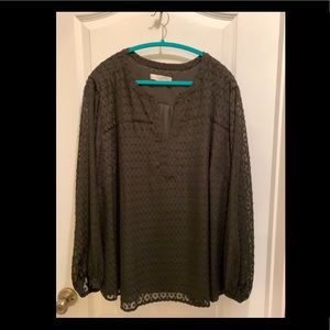 NWOT - plus size LOFT hunter green overlay top
